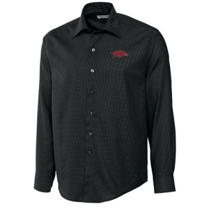 Arkansas Razorbacks Men's LS Epic Easy Care Dobby Shirt - Black